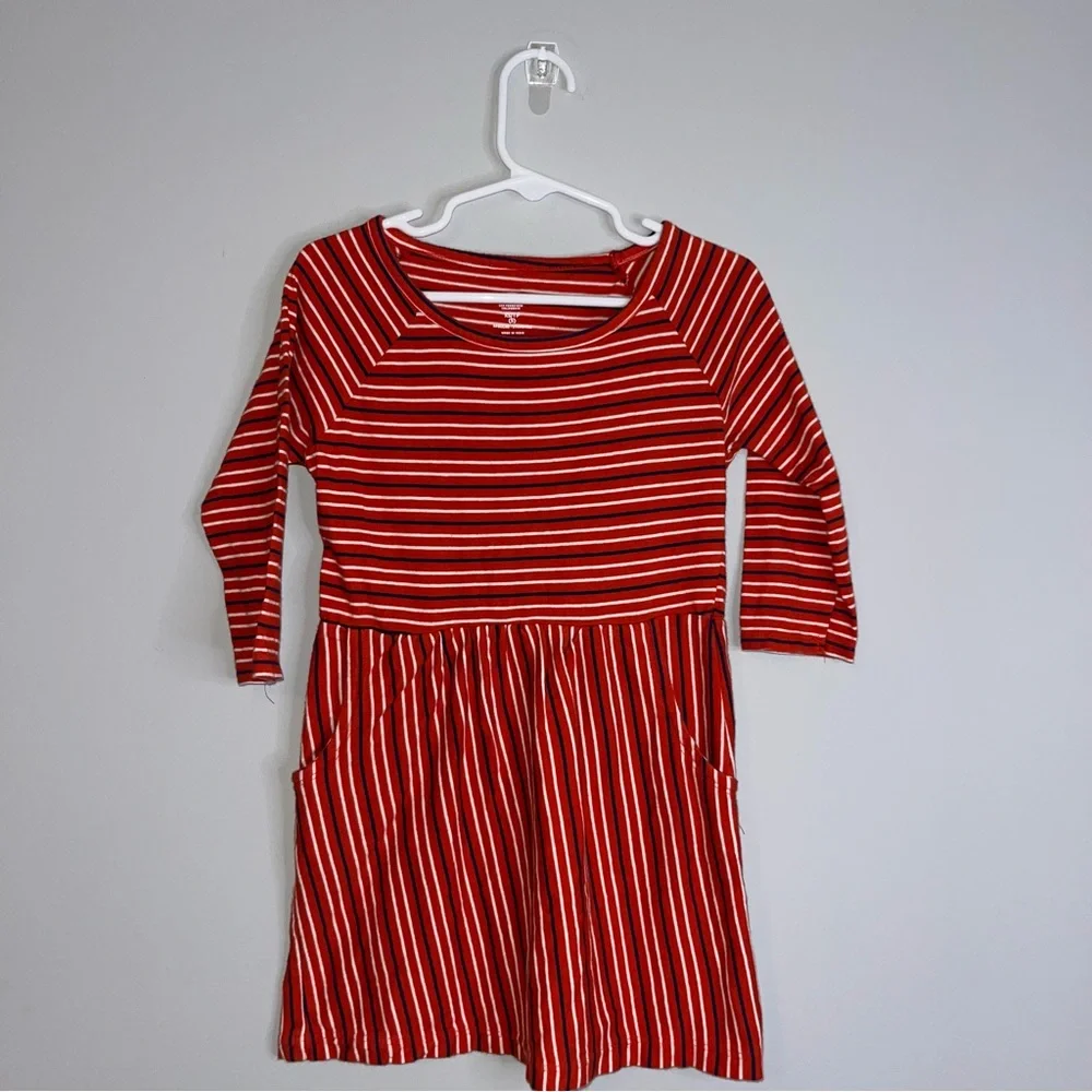 Old Navy Orange and White Striped Kids Dress XS 5